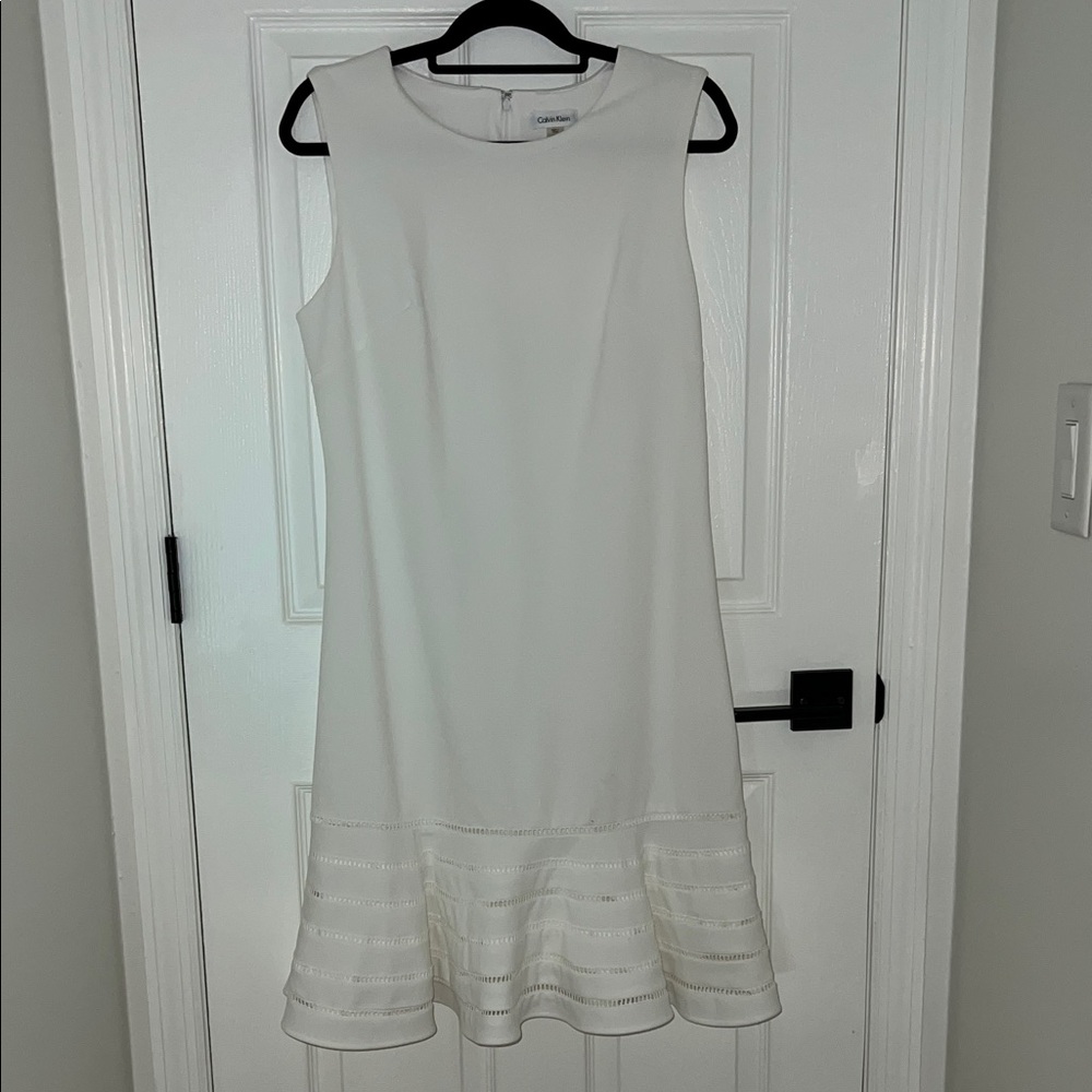 Calvin Klein White Sleeveless Midi Dress